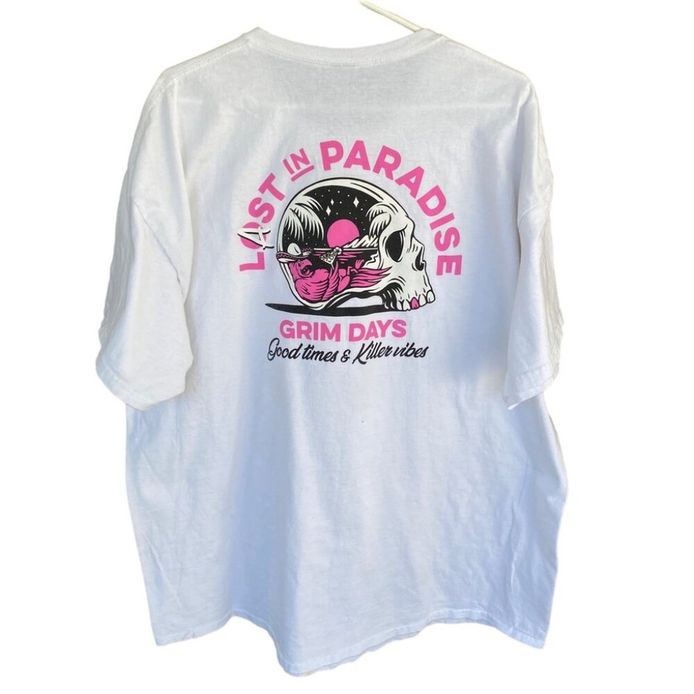 Grim Days White Tee Last in Paradise